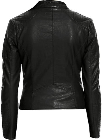 Classyak Women Fashion Leather Moto Jacket