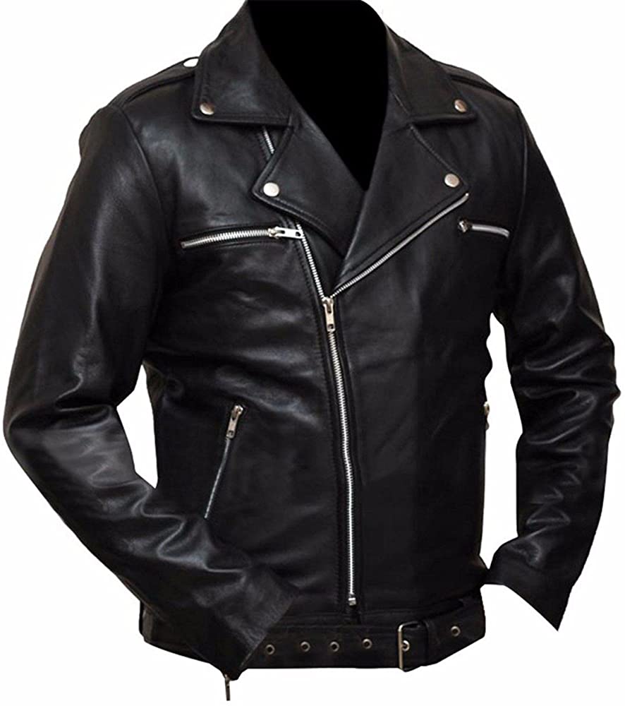 Classyak Men's Fashion Brando Style Walking Dead Leather Jacket