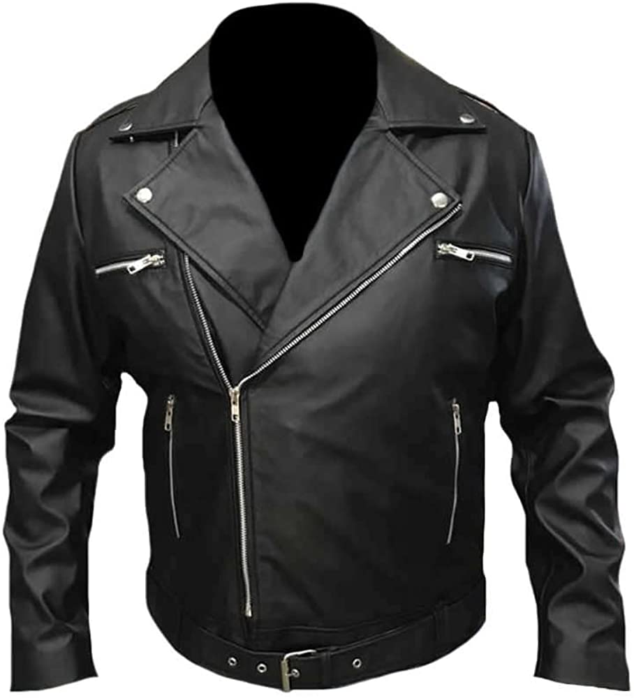 Classyak Men's Fashion Walking Dead Brando Style Leather Jacket