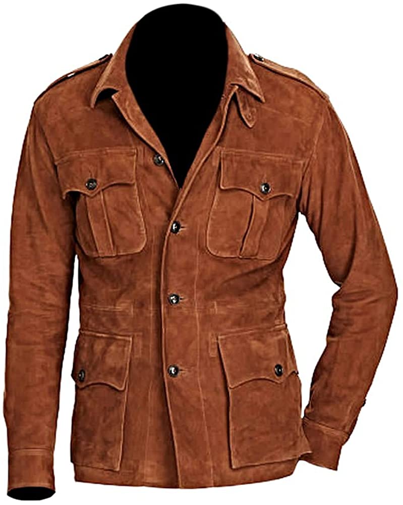 Classyak Men's Fashion Suede Leather Coat