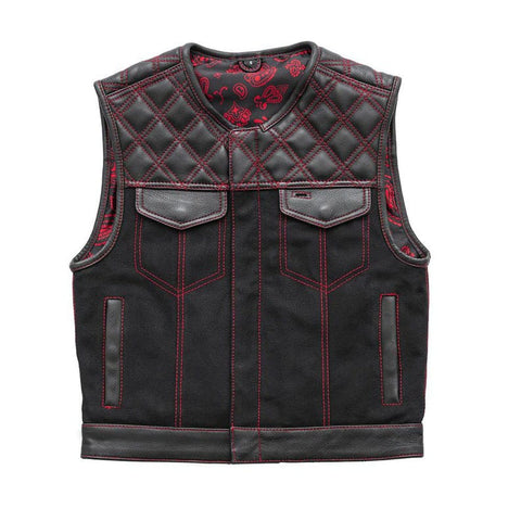 Classyak Mens Biker Hunt Club Leather Quilted Motorcycle Vest