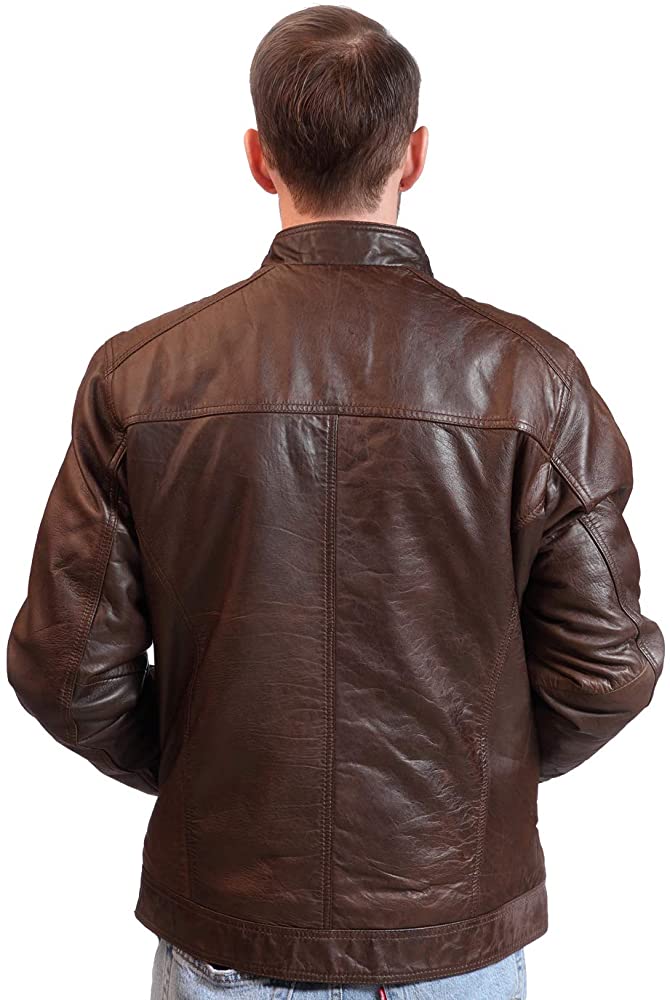 Classyak Men's Fashion Real Leather Front Pockets Jacket