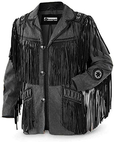 Classyak Men's Fashion Western Genuine Cowboy Jacket