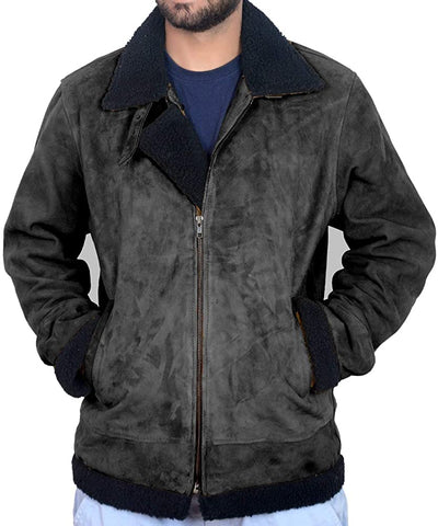 Classyak Men's Fashion Furr Collar Leather Jacket
