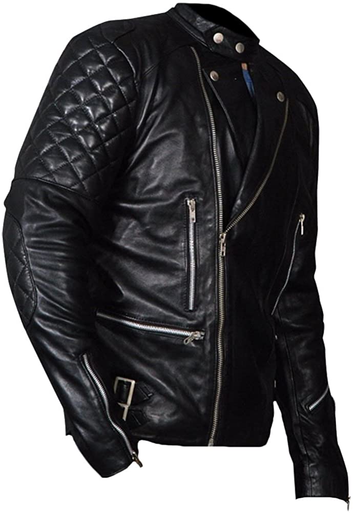 Classyak Men's Fashion Real Leather Brando Style Biker Jacket