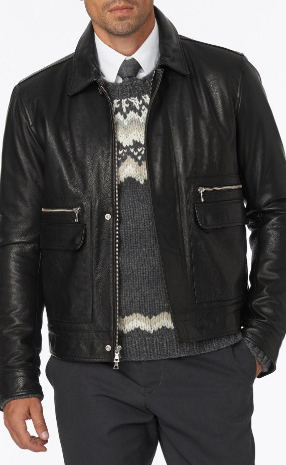 Men Fashion Sheep Leather Jacket