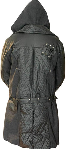 Classyak Men's Fashion Hoodie Style Leather Coat