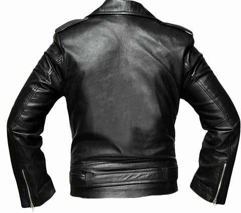 Classyak Terminator Real Leather Motorbike Jacket, Top Quality Cowhide Black, Xs-5xl