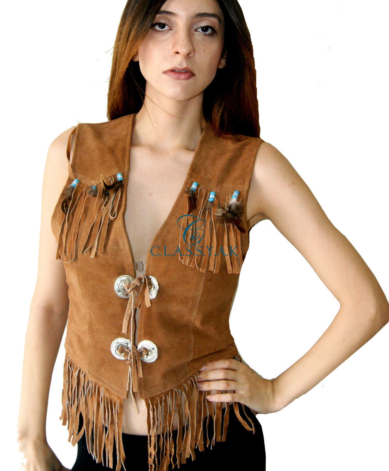 Classyak Western Original Leather Vest for Women - Premiere Suede Leather
