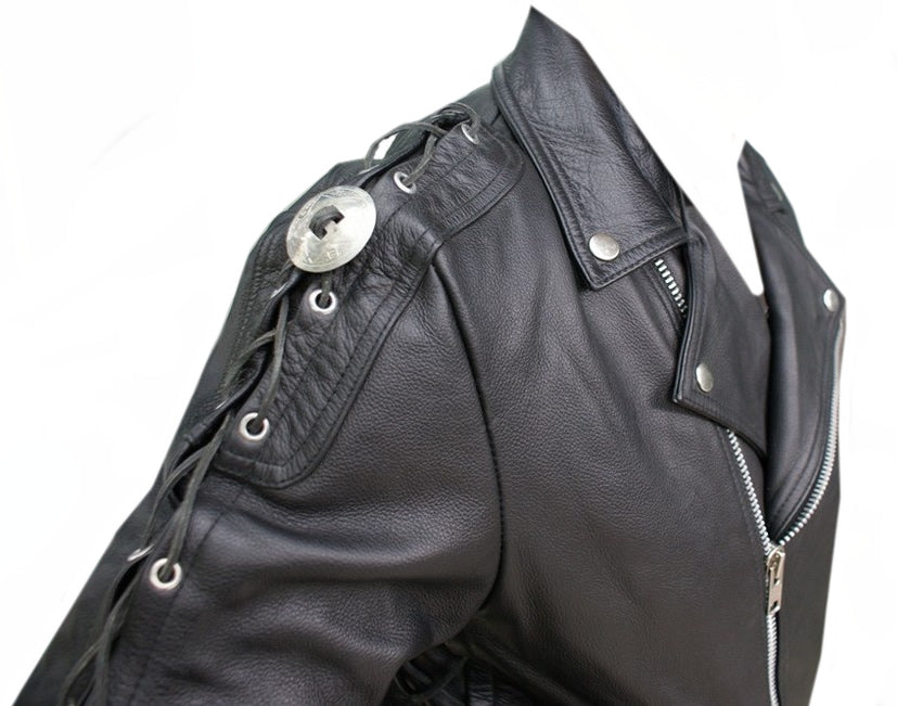Classyak Black Western Style Motorcycle Genuine leather Jacket