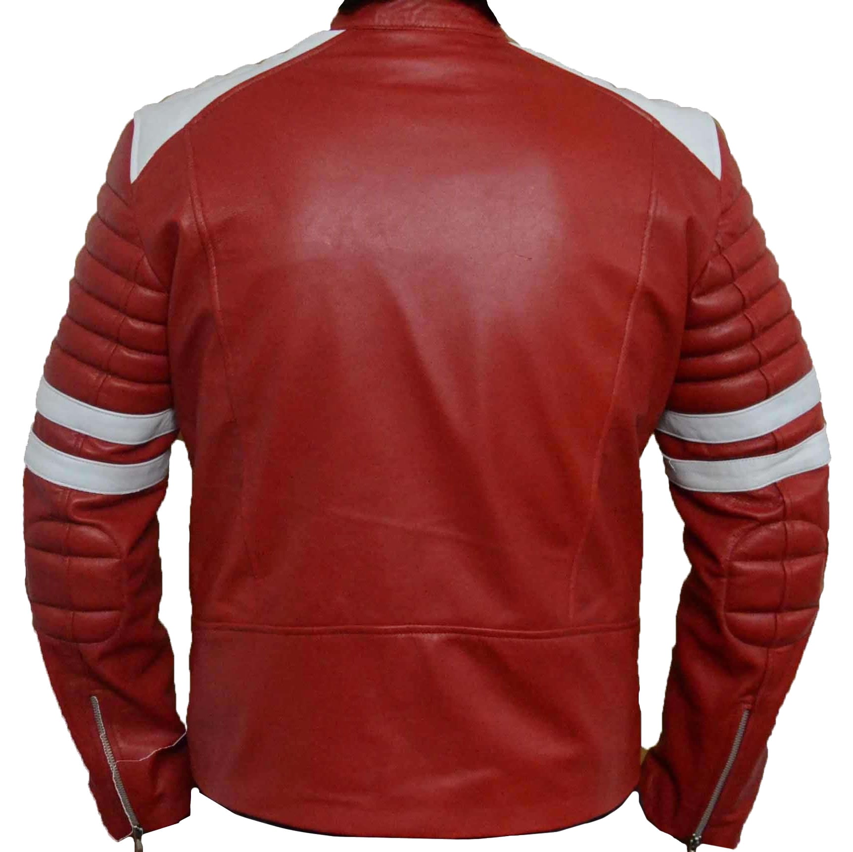 Classyak Original Fashion Leather Jacket Red with White Stripes