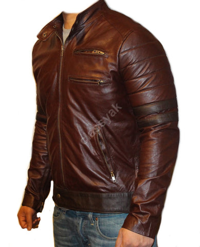 Classyak Men fashion Real Leather Jacket Brown Spark, Quality Lambskin, Xs-5xl