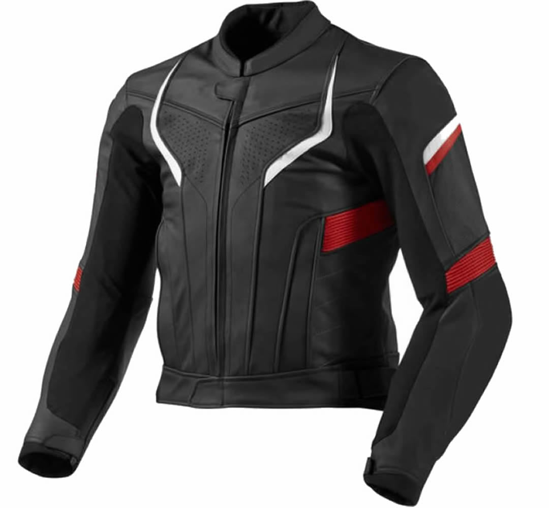 Classyak Real Leather Motorbike Jacket, Top Quality Cowhide Black & Red, Xs-5xl
