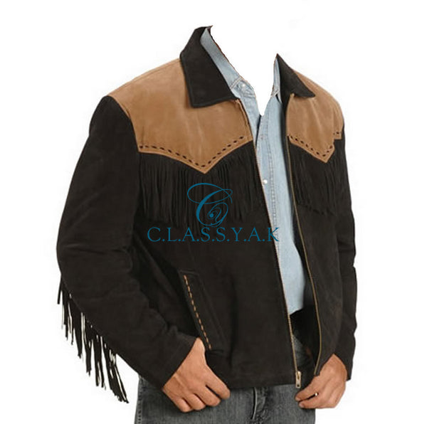 Western Leather Jacket for Men Suede Leather